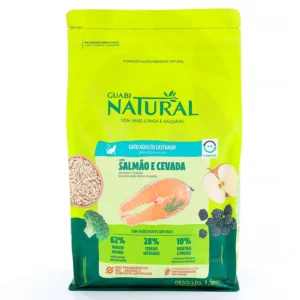 Alimento seco súper premium Guabi Natural gato adulto castrado sabor Salmón y Cebada